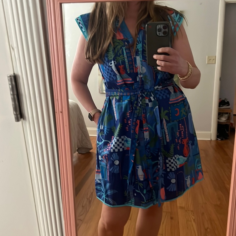 NWOT Sugarlips Punta Alta Olera Ruffle Shirtdress large